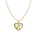 14K Yellow Gold Diamond-Cut Heart-Shaped Initial Letter N Pendant with Rolo Chain Z42376