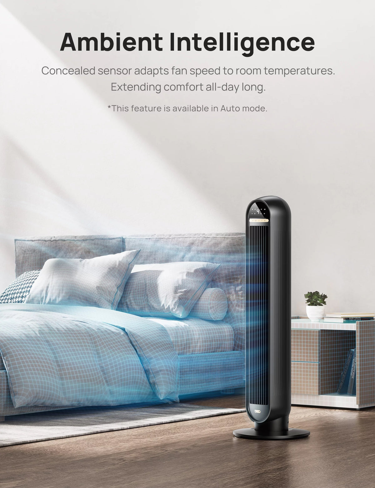 36" Standing Floor Fan with Remote, 90° Oscillating, LED Display H605