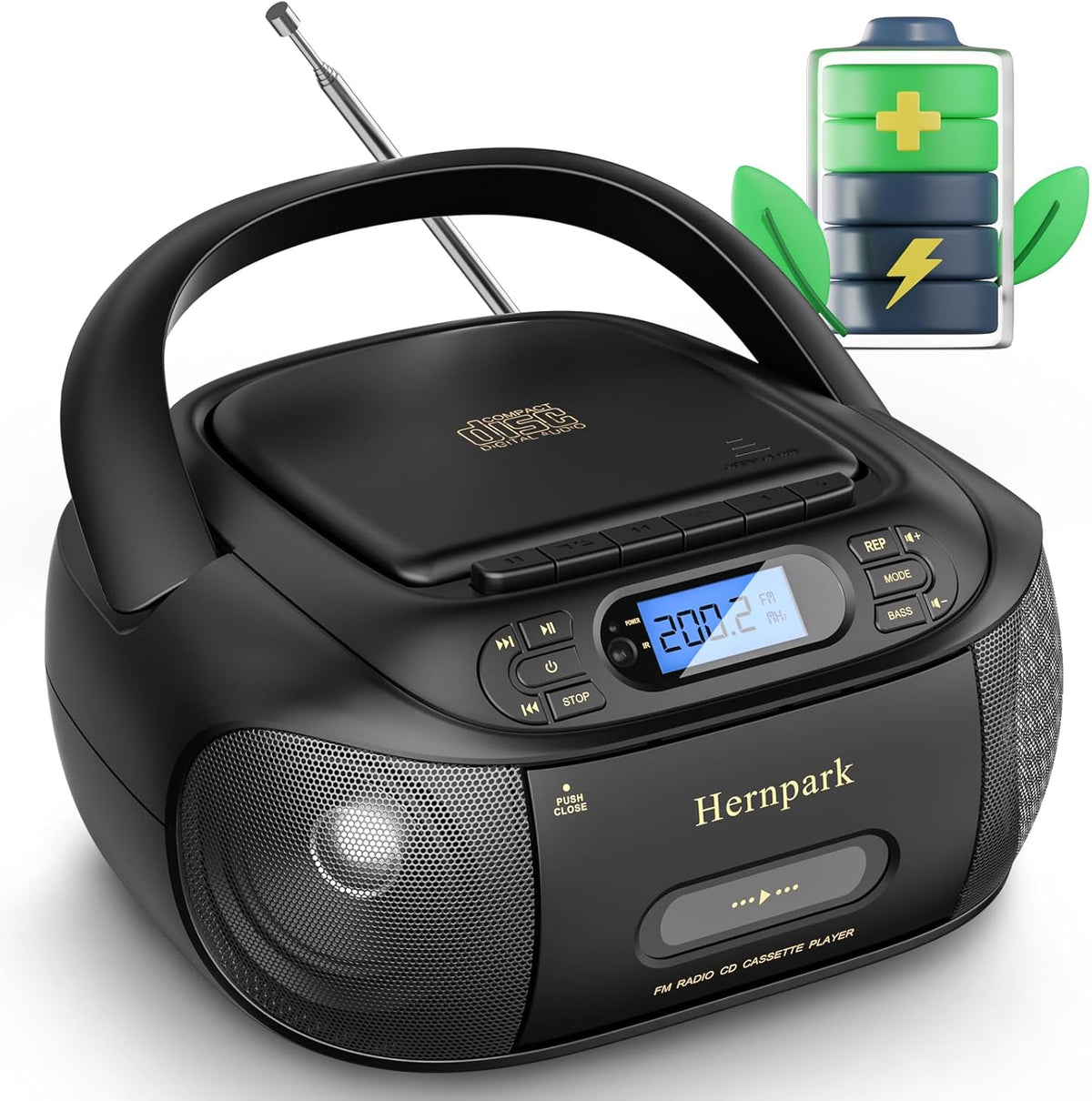 CD Cassette Player Combo Boombox with Bluetooth 5.1, FM Radio, Stereo Sound A846639