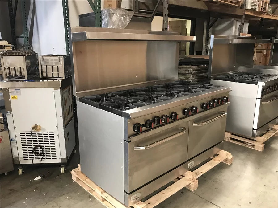 60"W 10 Burners 2 Ovens Commercial Range & Oven Natural Gas Propane Stainless Steel X719