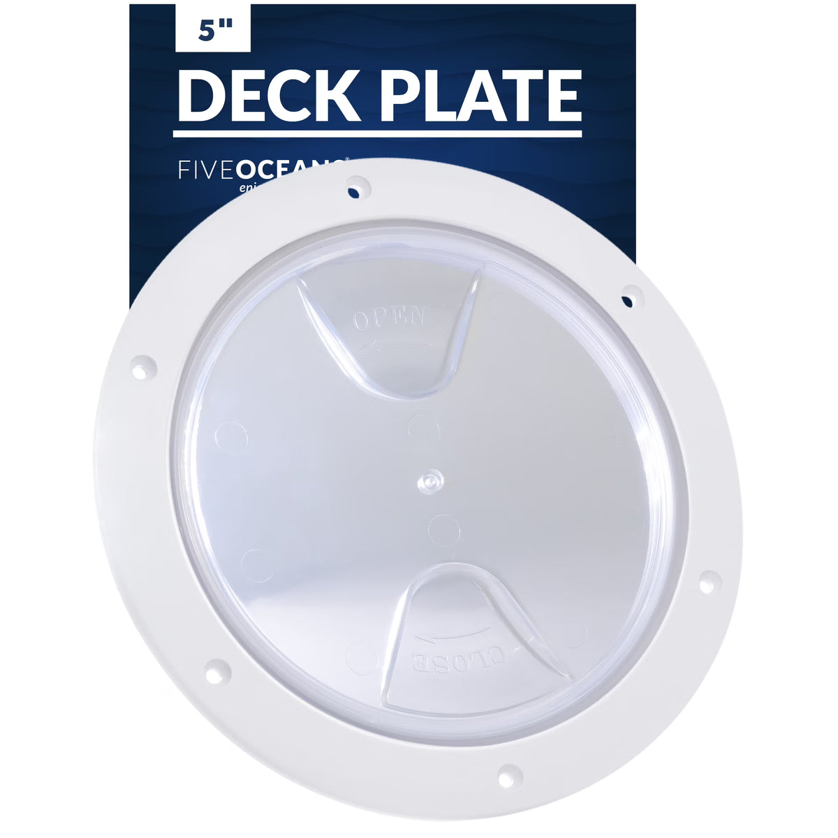 8" Marine Round Inspection Deck Plate Hatch with Detachable Clear Lid, UV-Resistant ABS White Plastic K863571