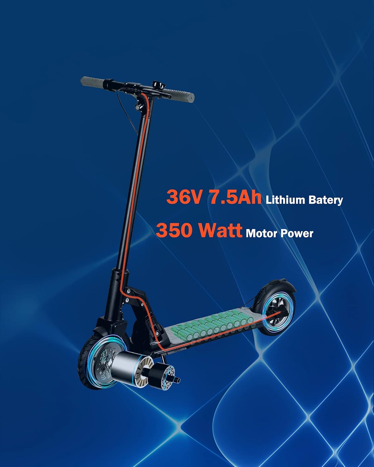 Electric Scooter 350 W Motor, 19 Mph, Folding, 8.5" Tires, Dual Suspension & Brake H153979