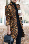 Casual Print Patchwork Turn-back Collar Outerwear W177337