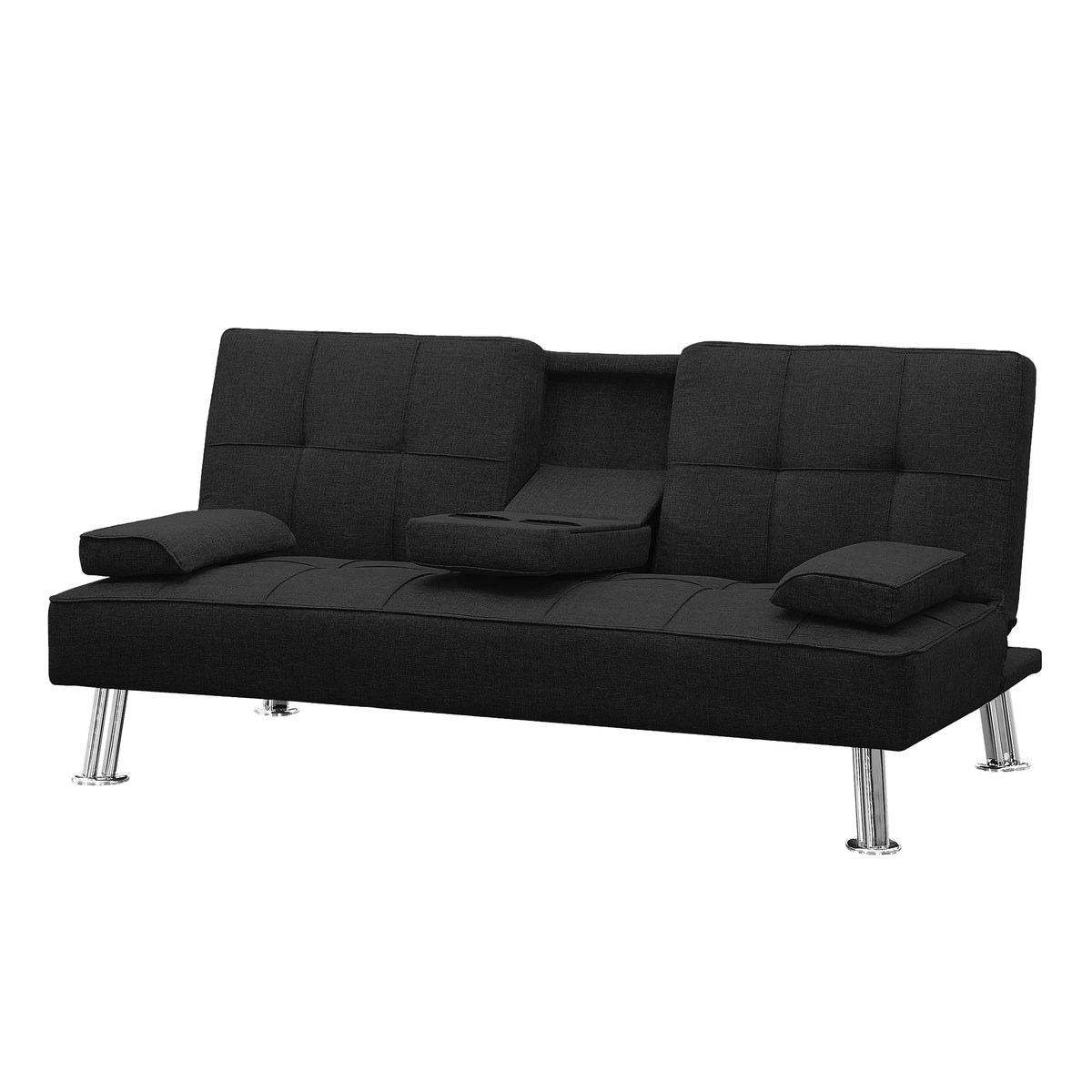 Convertible Folding Futon Sofa Bed with Cup Holders T139964