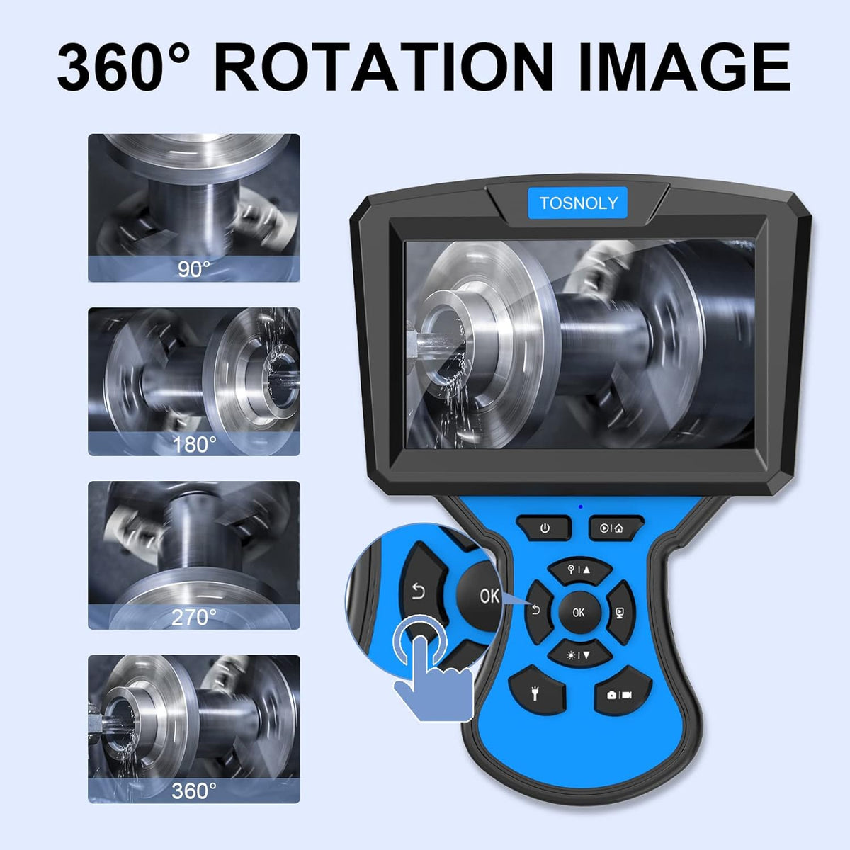 5mm Dual Lens Endoscope with 5 inch Monitor 16.5ft Flexible Cable IP67 Waterproof P261