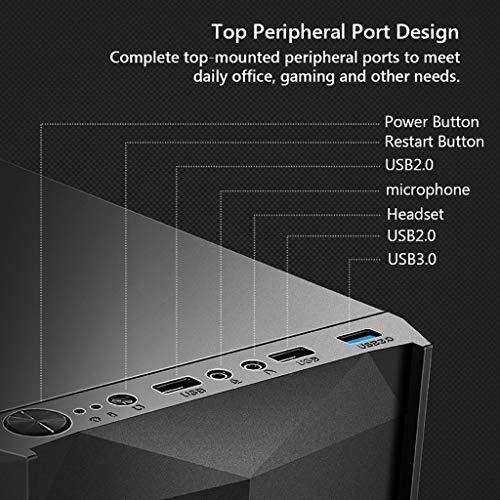 Black Mid-Tower ATX PC Case with Transparent Side Panels V213