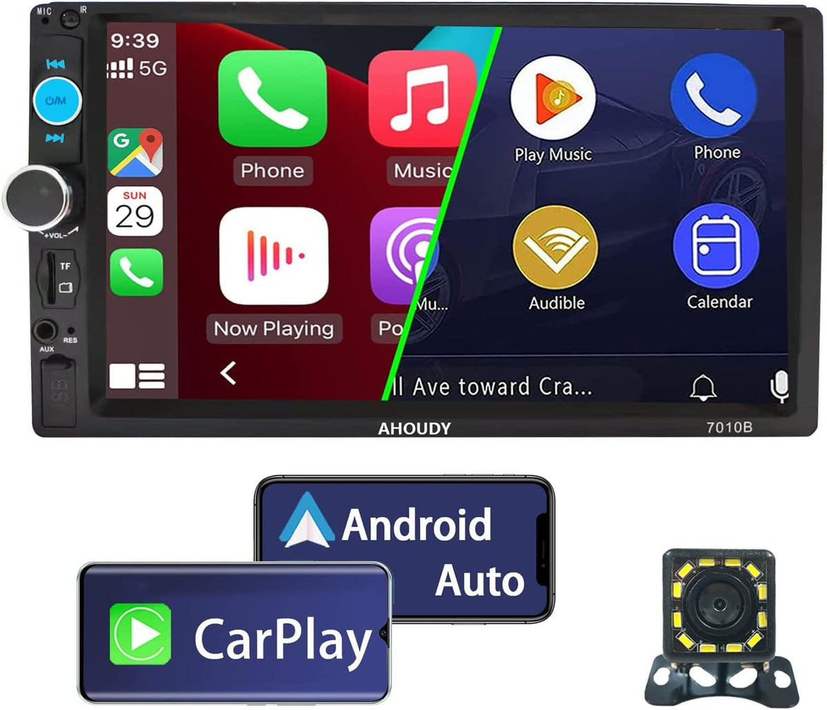 7 Inch Double Din Car Stereo with CarPlay and Android Auto T399185