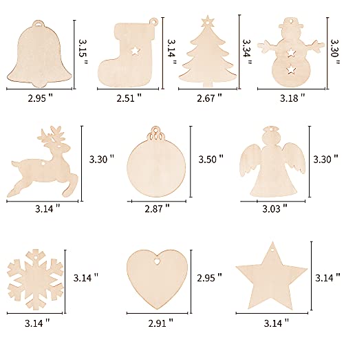 100PCS Unfinished Predrilled Wood Circles Christmas Ornaments F886