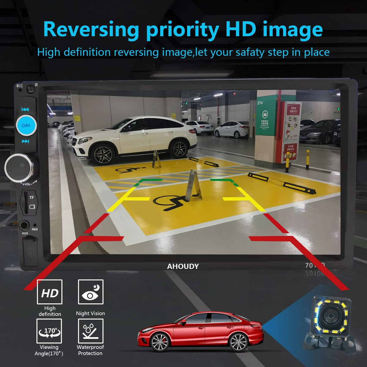7 Inch Double Din Car Stereo with CarPlay and Android Auto T399185