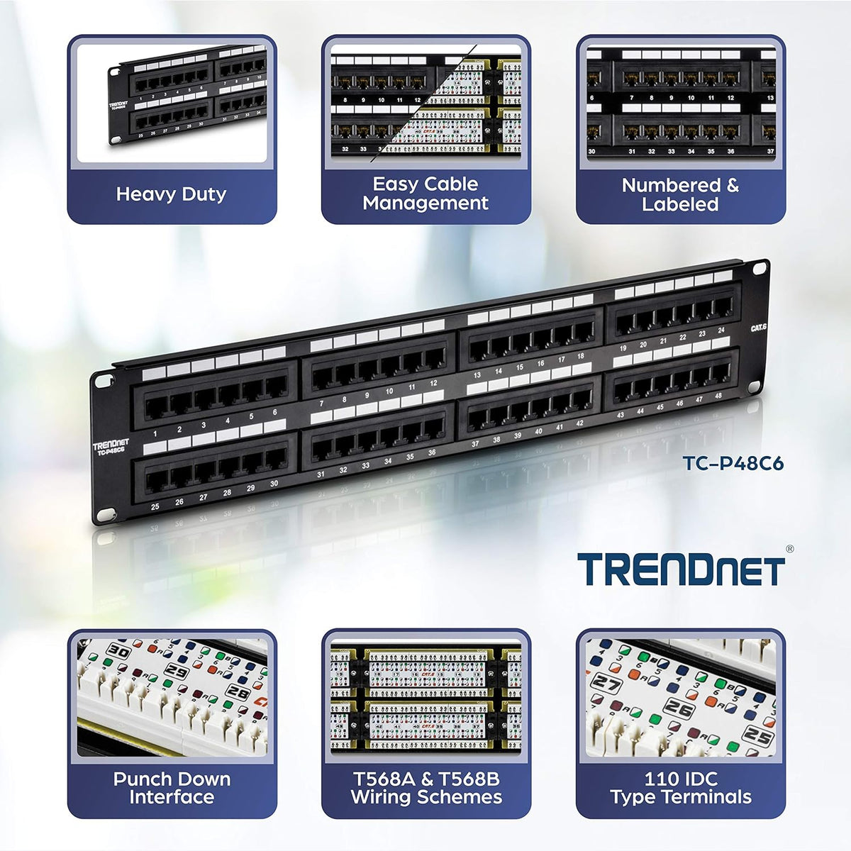 48-Port Cat6 Unshielded Patch Panel A3767
