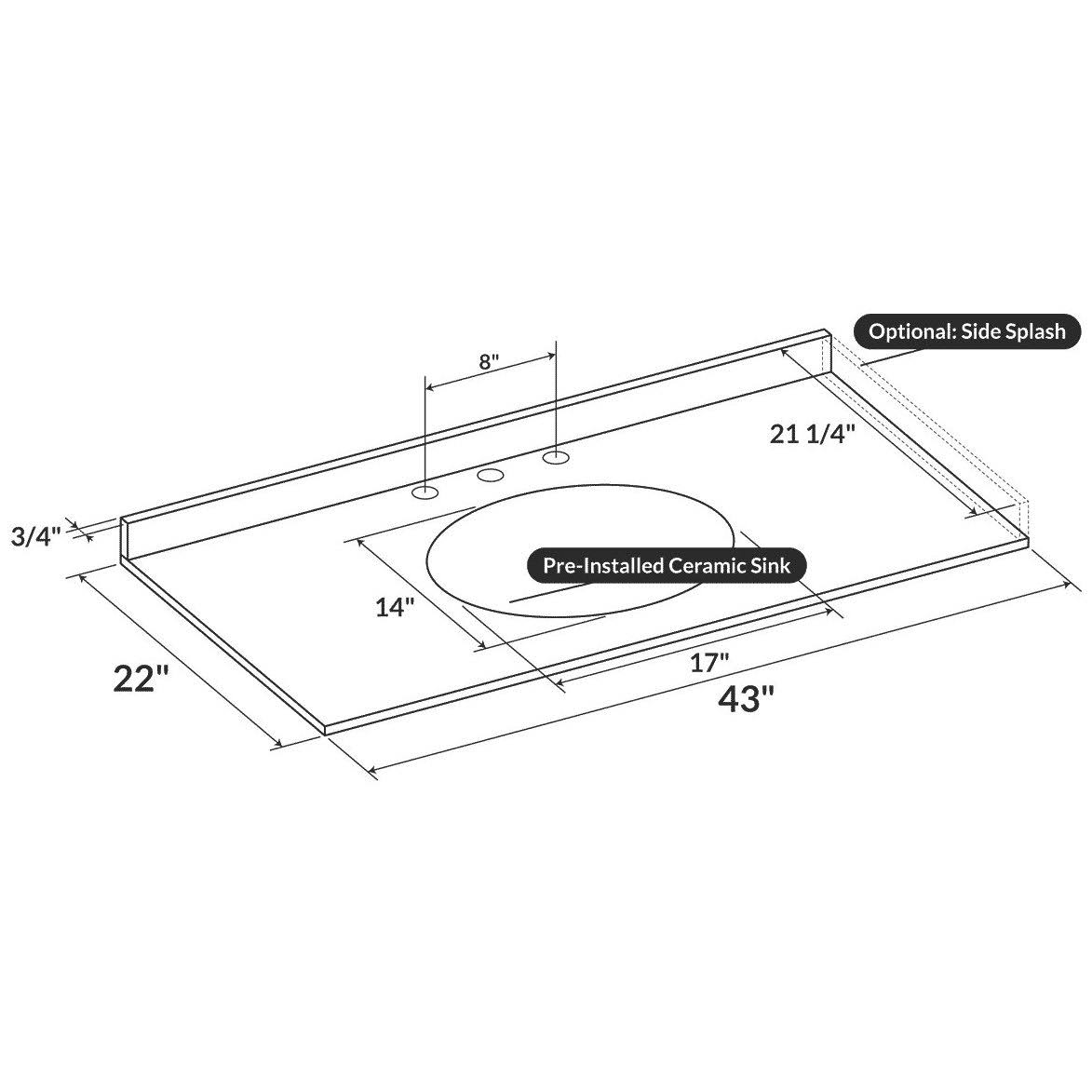 Burlywood Single Vanity Top with Backsplash K661402