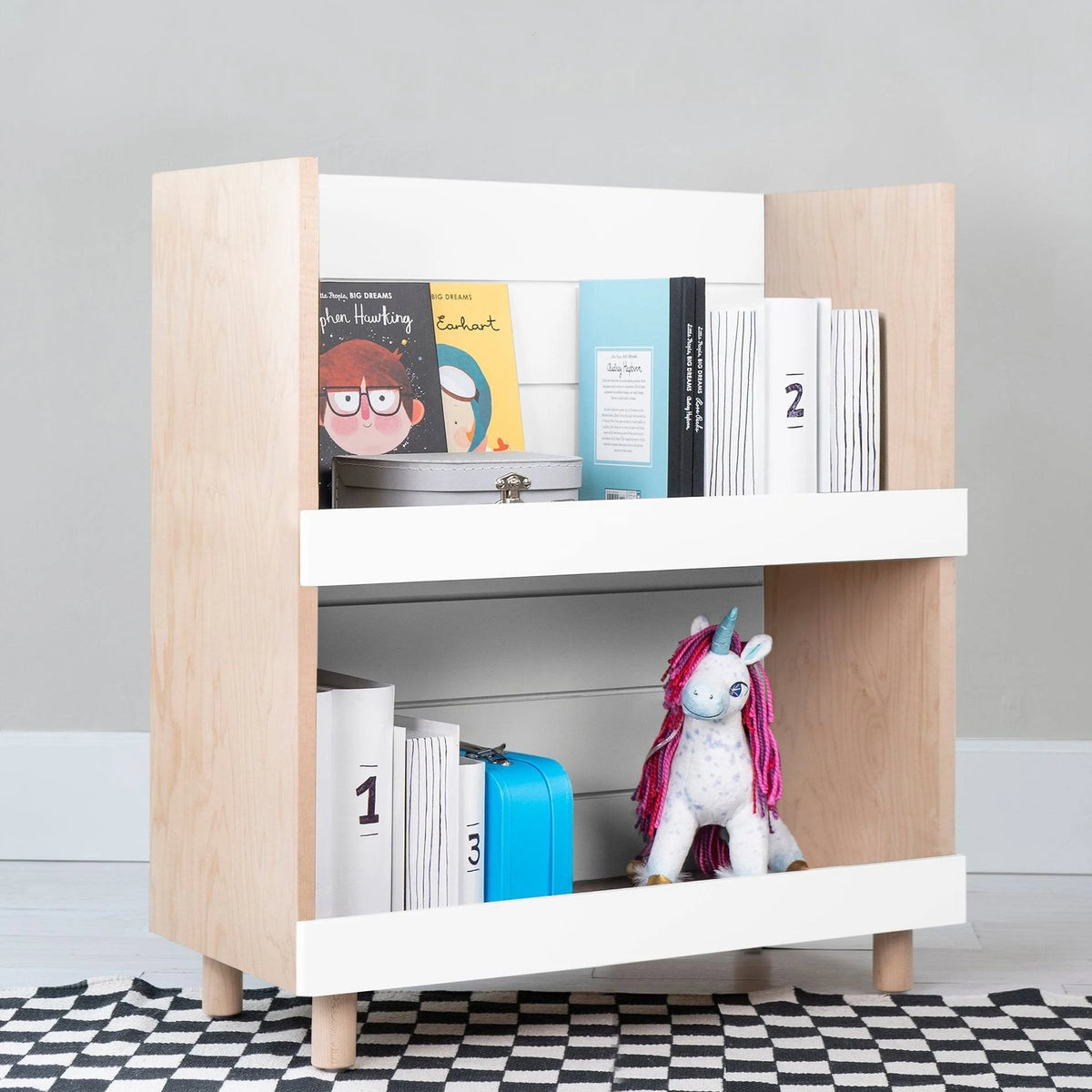 Walnut / Pacific Blue Kids Bookcase N460115