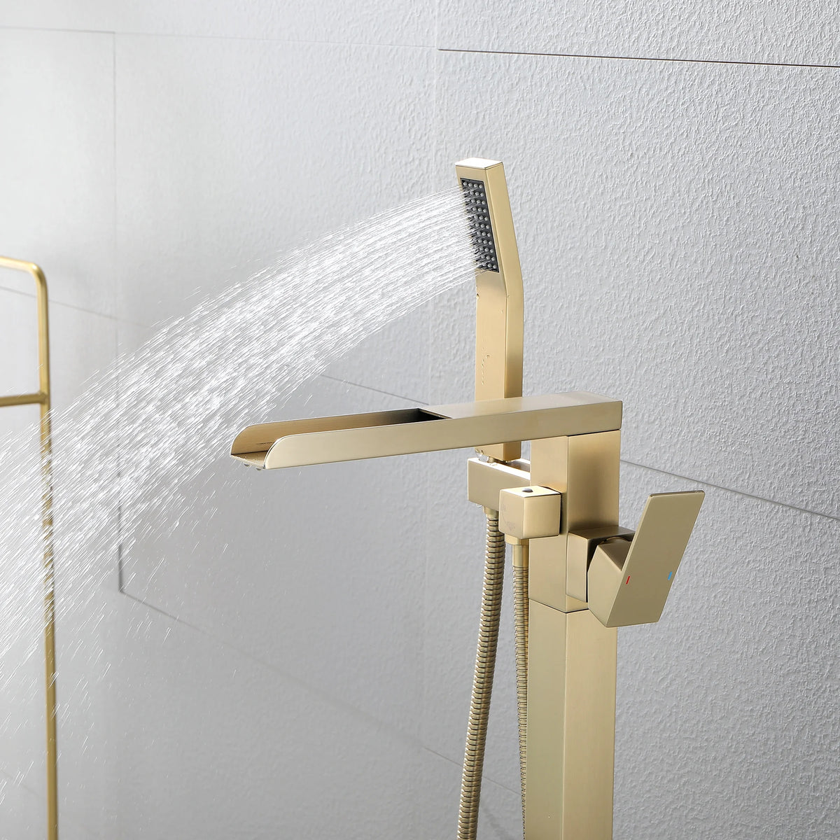 Matte Black Freestanding Tub Faucet with Handshower W549