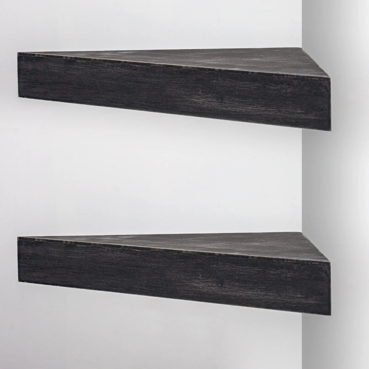 Black Set of 3 Wood Floating Corner Shelves M6148
