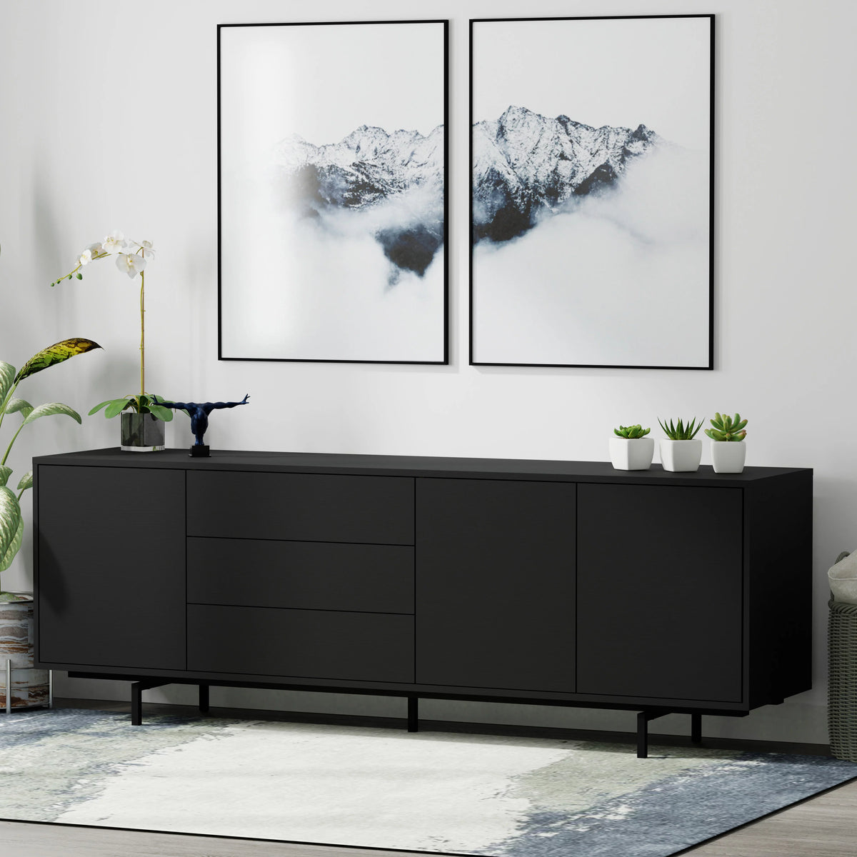 78" x 28" Highboy Modern TV Stand Cabinet And Sideboard P7643