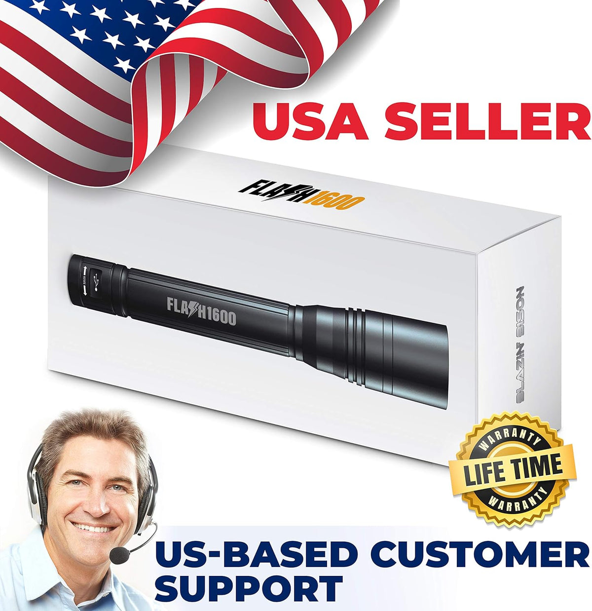 1600 Lumen Rechargeable LED Flashlight, Pack of 2 L438