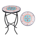 14'' Round Mosaic Glass Metal Side Table M227