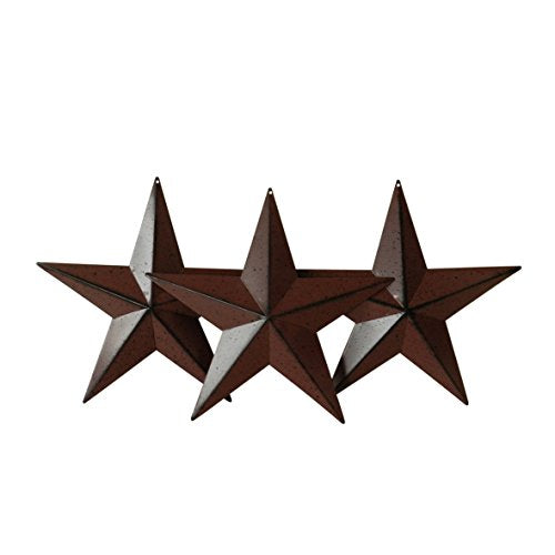 Burgundy Metal Barn Star Wall Decor, 8-Inch, Set of 3 G756