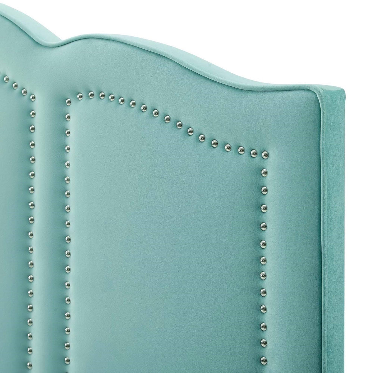 Light Green Velvet King Size Headboard with Nailhead Trim G769109