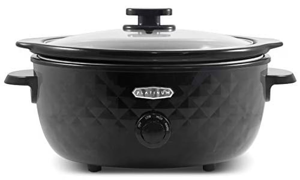 6 Quart Charcoal Black Slow Cooker with Stoneware Pot G59958