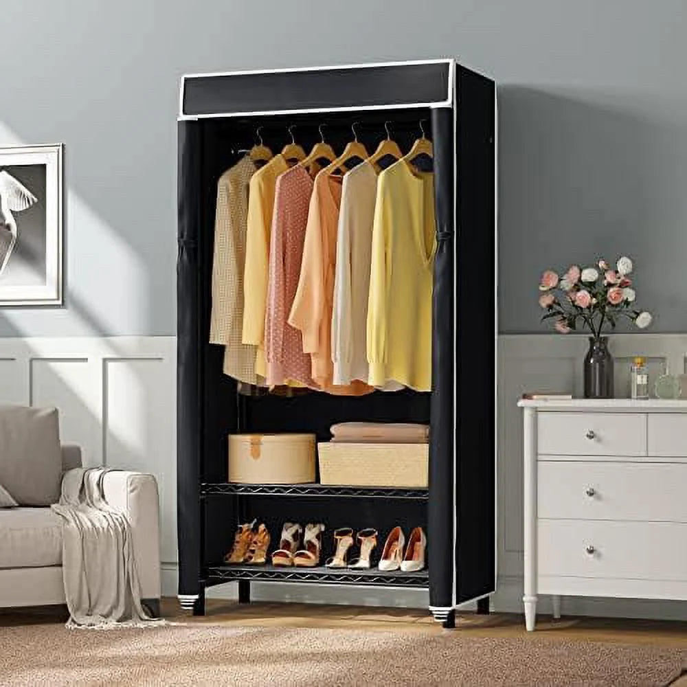 3 Tiers Garment Rack with Cover Black I219