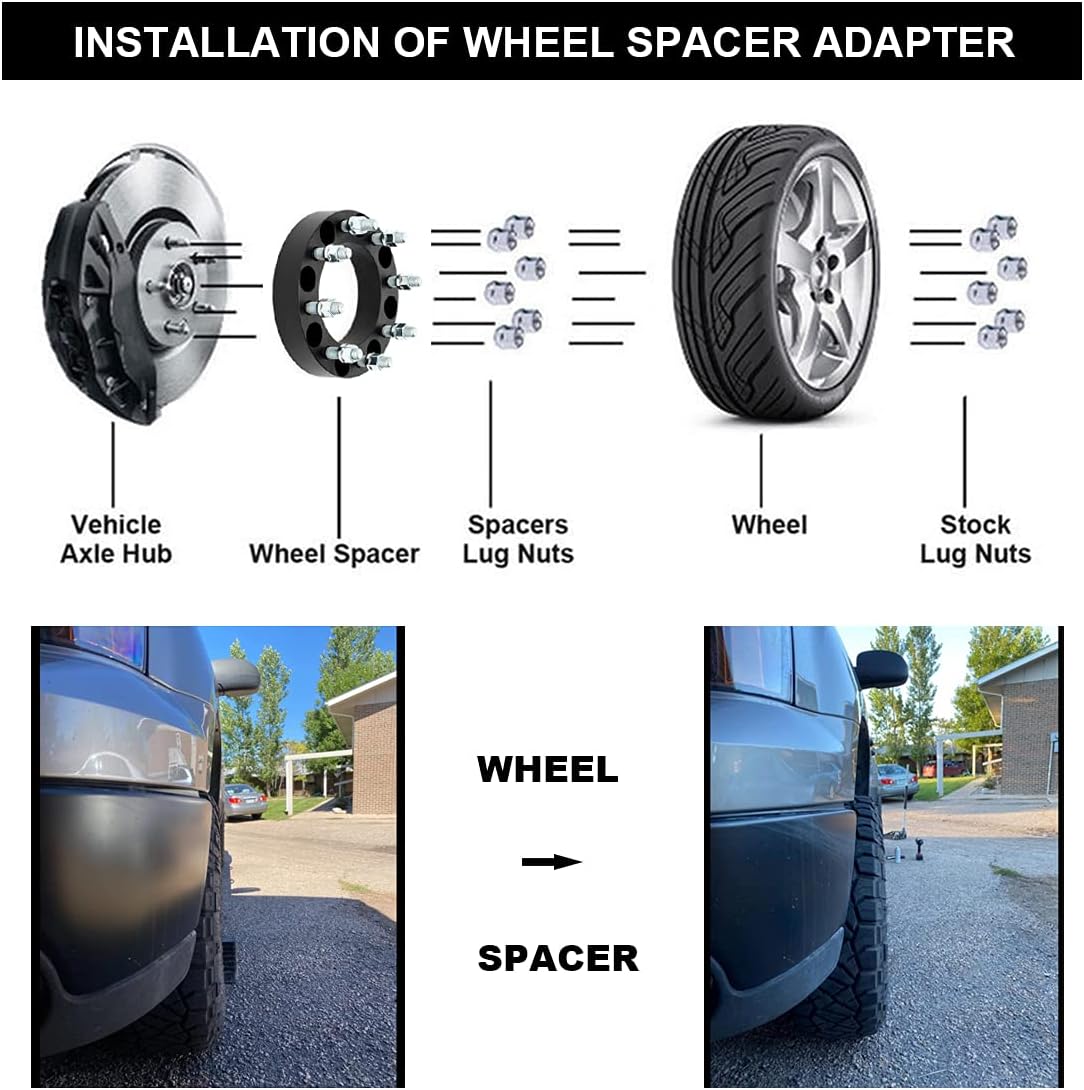 Black Forged 8x170 to 8x180 Wheel Adapters 1.5 Inch with 14x1.5 Studs Pack of 2 U5601
