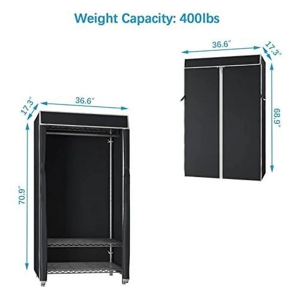 3 Tiers Garment Rack with Cover Black I219