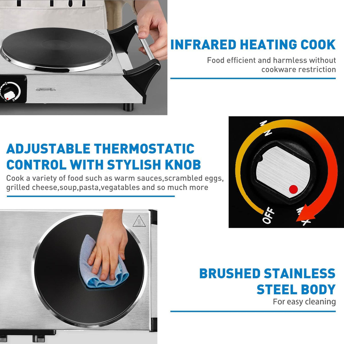 1800W Portable Dual Burner Electric Hot Plate X9205
