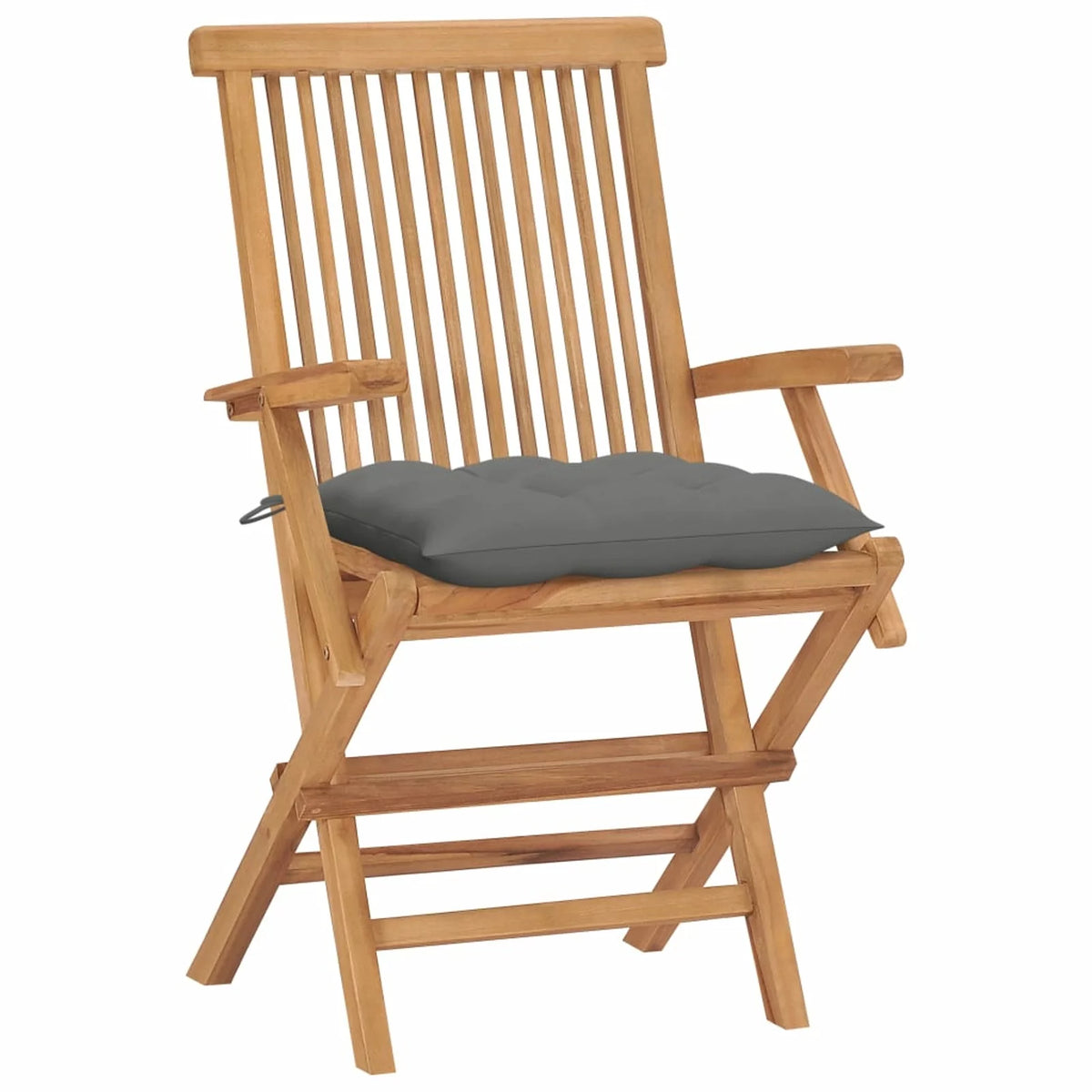 4 Piece Folding Teak Wood Armchair with Gray Cushion L619008