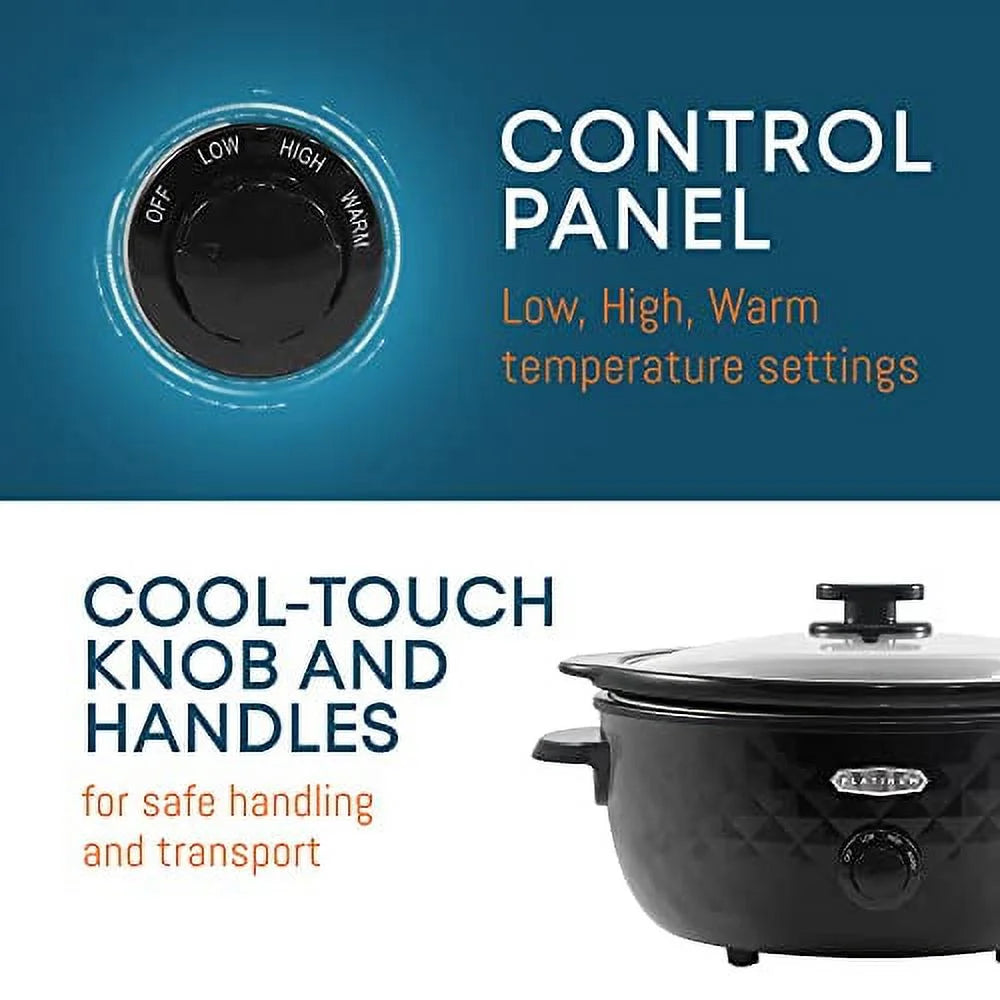 6 Quart Charcoal Black Slow Cooker with Stoneware Pot G59958