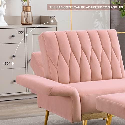 Cream Velvet Single Sofa Chair with Ottoman U18607