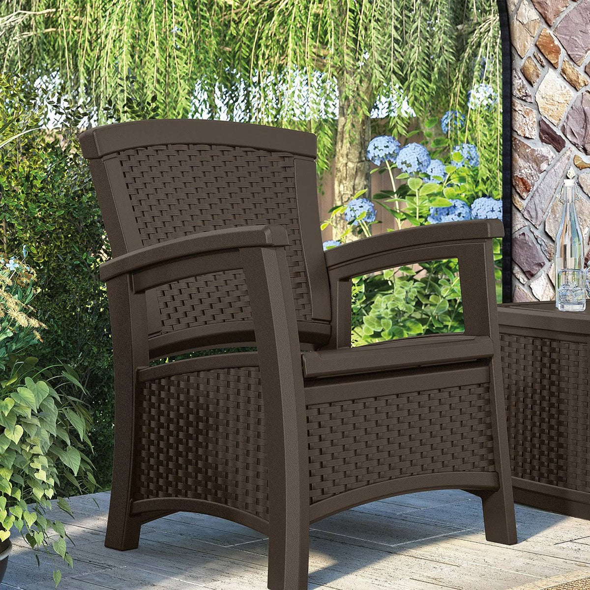 Resin Wicker Club Chair with Storage 2 Pack L284916
