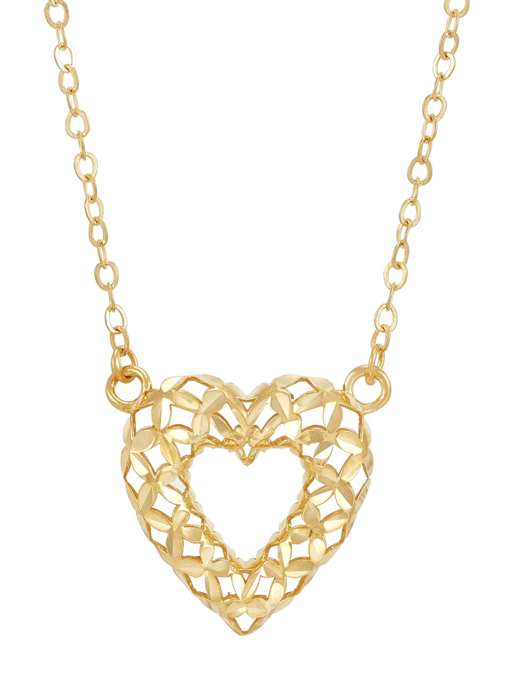 Sterling Silver and 14KT Gold Plated Open Heart Adjustable Necklace C245