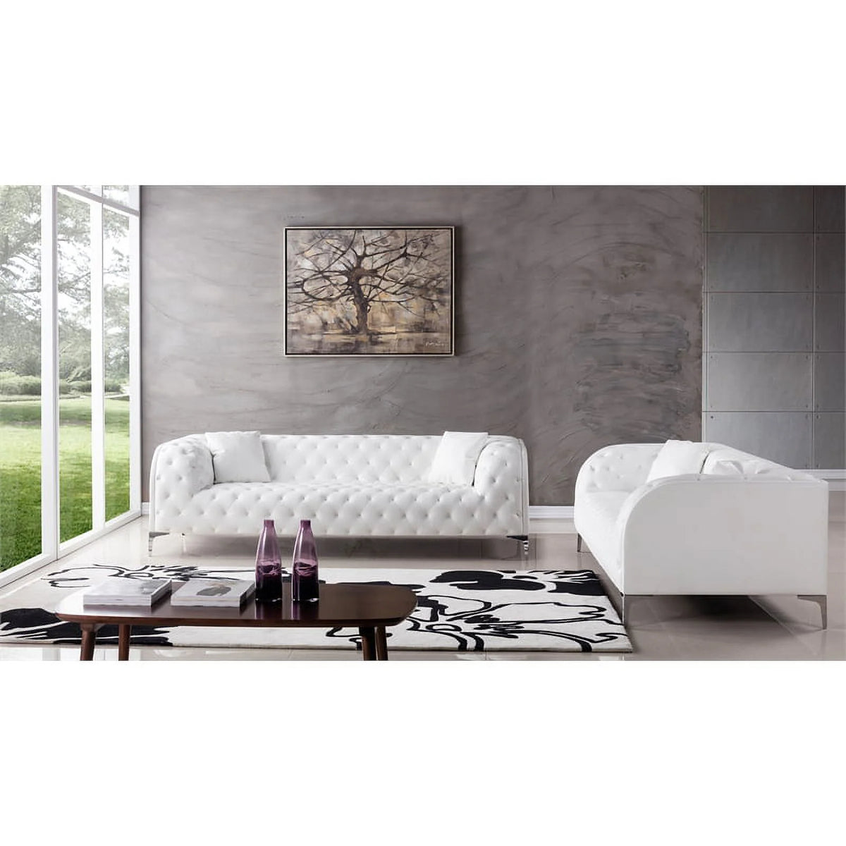 White Faux Leather Sofa G5398
