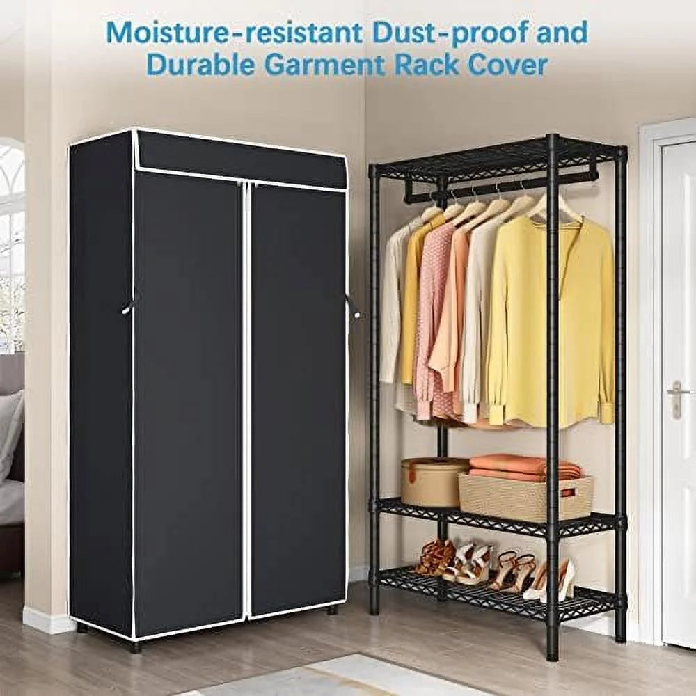 3 Tiers Garment Rack with Cover Black I219