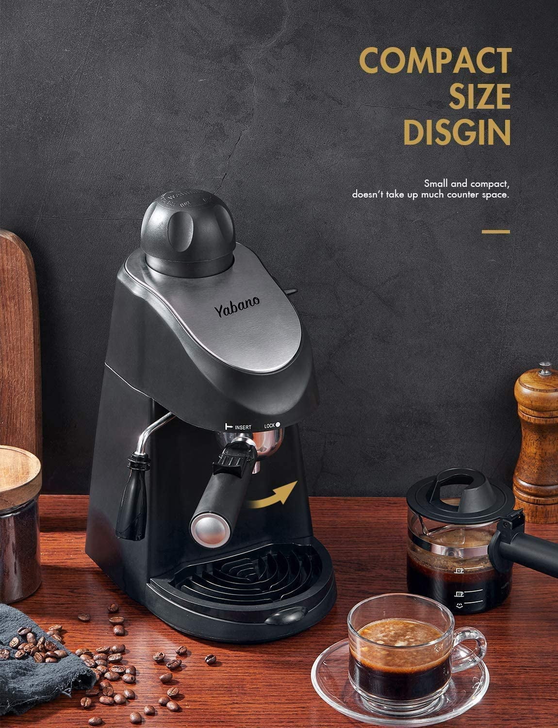 3.5 Bar 4 Cup Steam Espresso Cappuccino Maker with Milk Frother, Black J210086