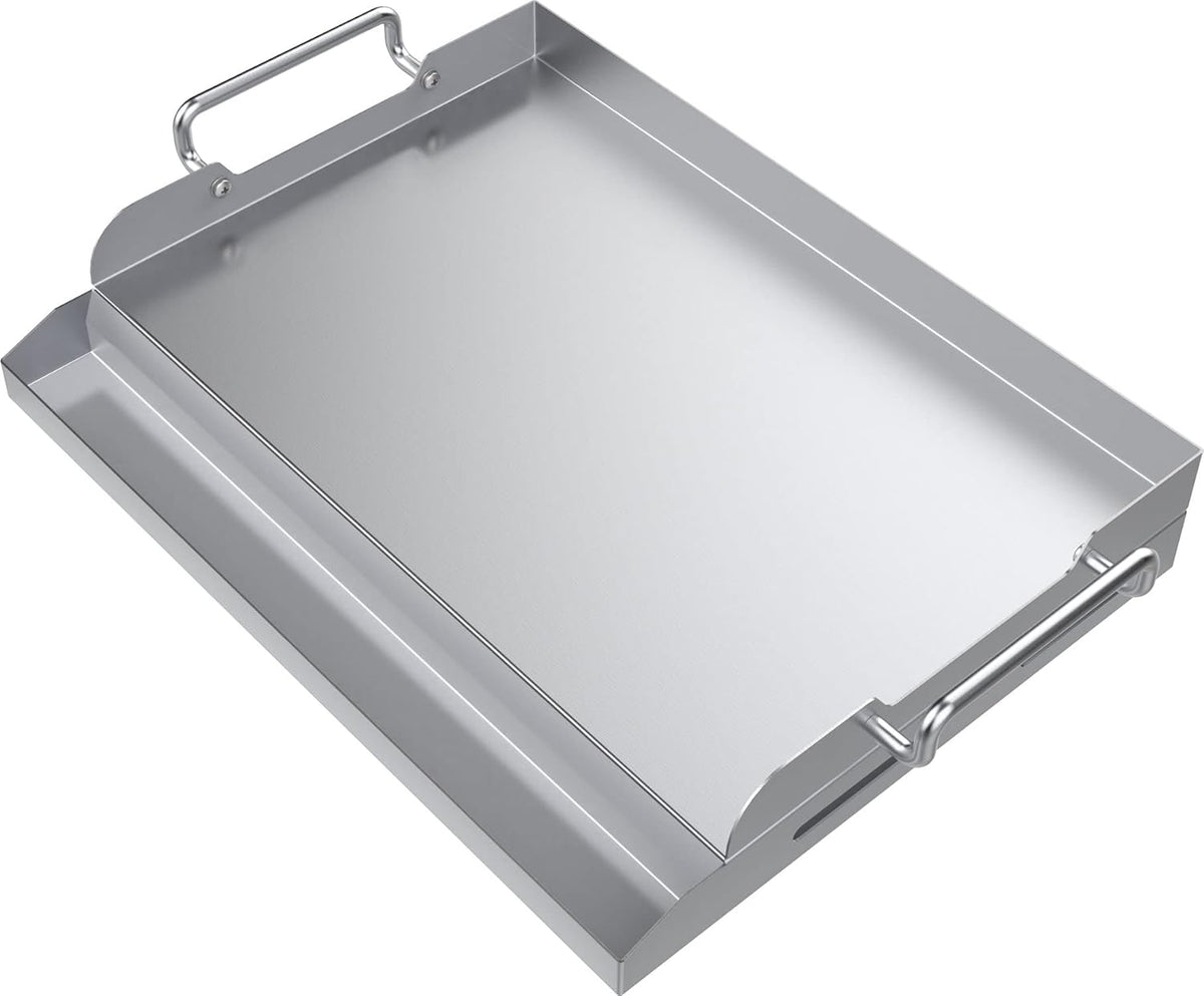 17" x 13.5" Stainless Steel Flat Top Griddle with 2 Handles, Pack of 2 N4222