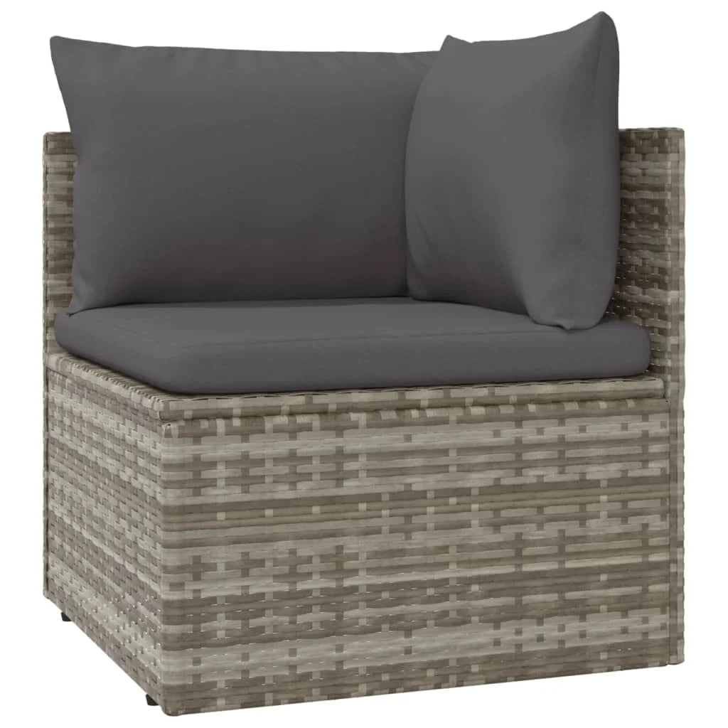 6 Piece Patio Set with Cushions Gray Poly Rattan O124