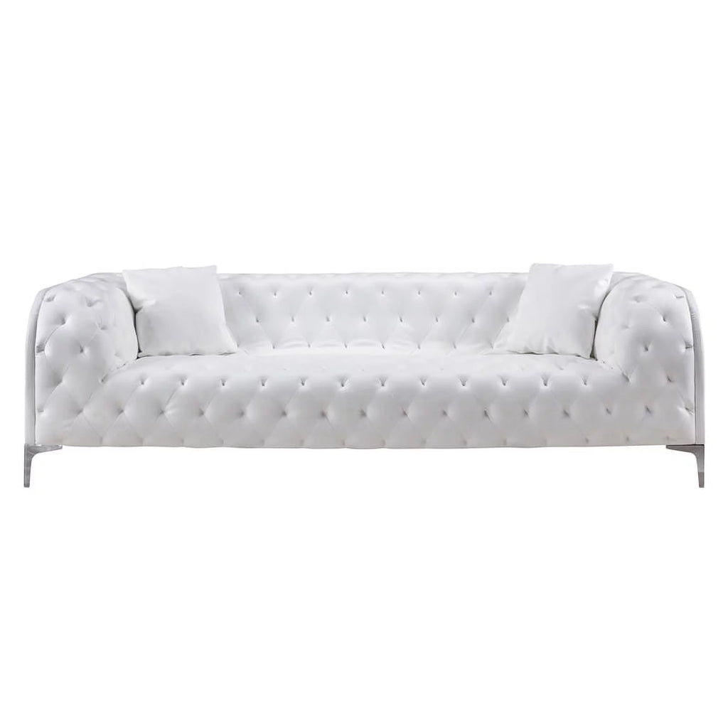 White Faux Leather Sofa G5398