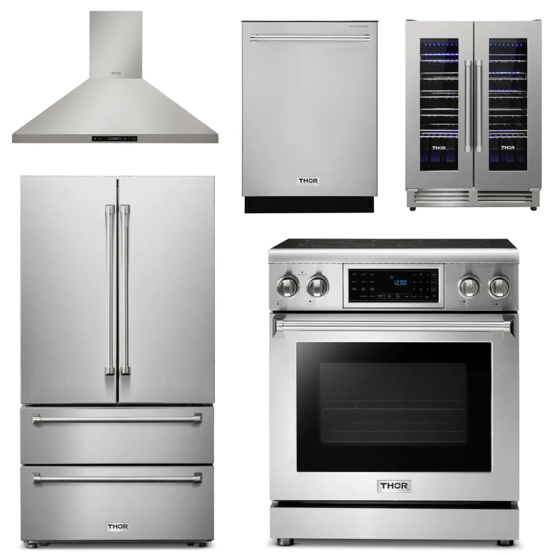 30 Electric Range, Range Hood, Refrigerator, Dishwasher, Wine Cooler J7133