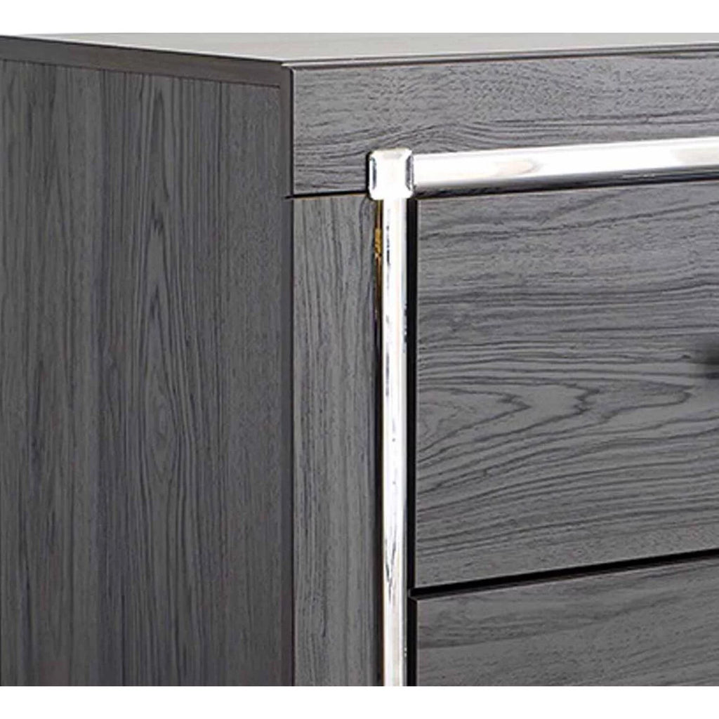 Gray 6 Drawer Wooden Dresser with Mirror Inserts P7623