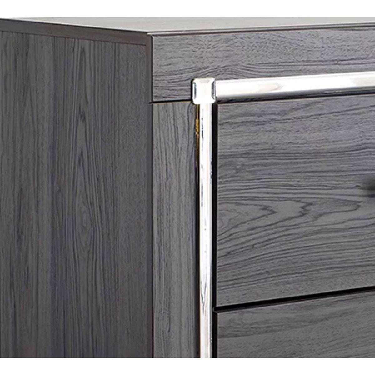 Gray 6 Drawer Wooden Dresser with Mirror Inserts P7623