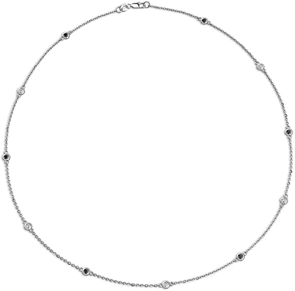 Black & White Diamond 11 Stations Necklace 0.35 ct tw 14K White Gold S97783