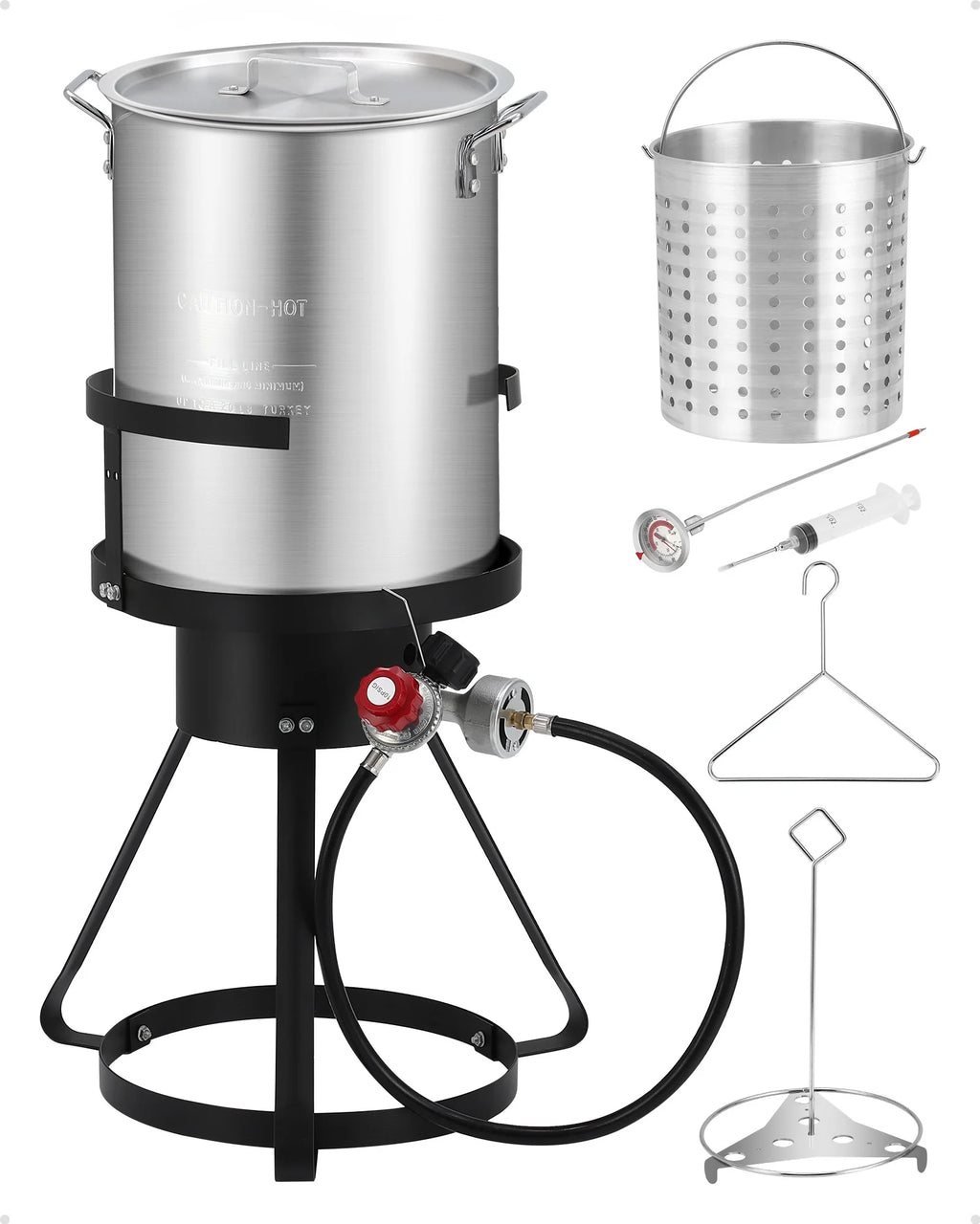 Outdoor Propane Stove Kit, 54,000 BTU, 30QT Turkey Fryer with Basket Z8382