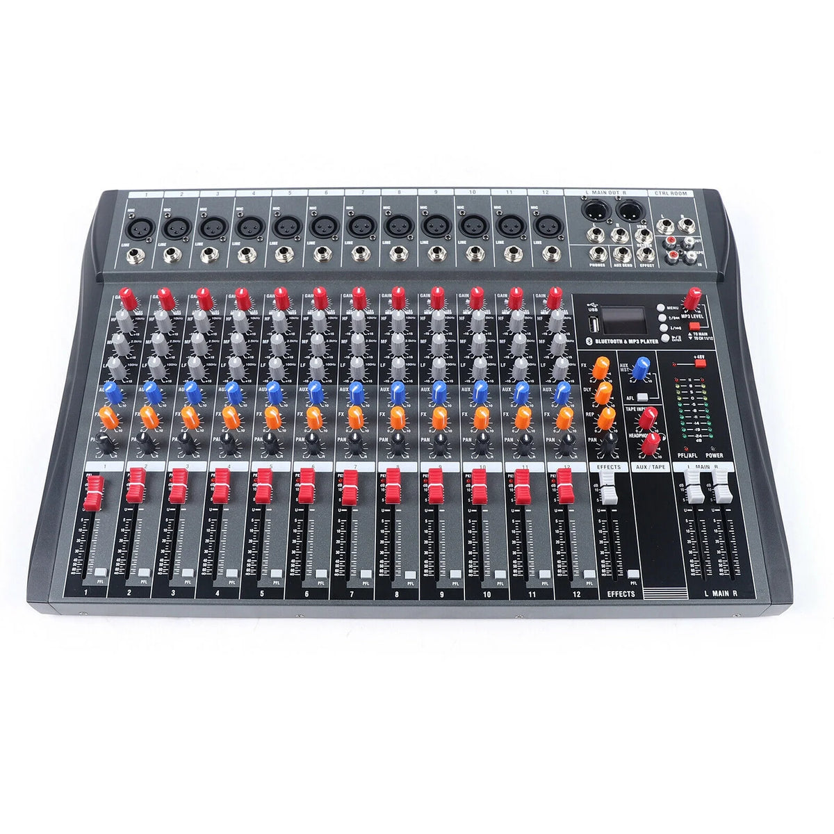 12 Channel Audio Mixer Bluetooth USB DJ Sound Mixing Console D568