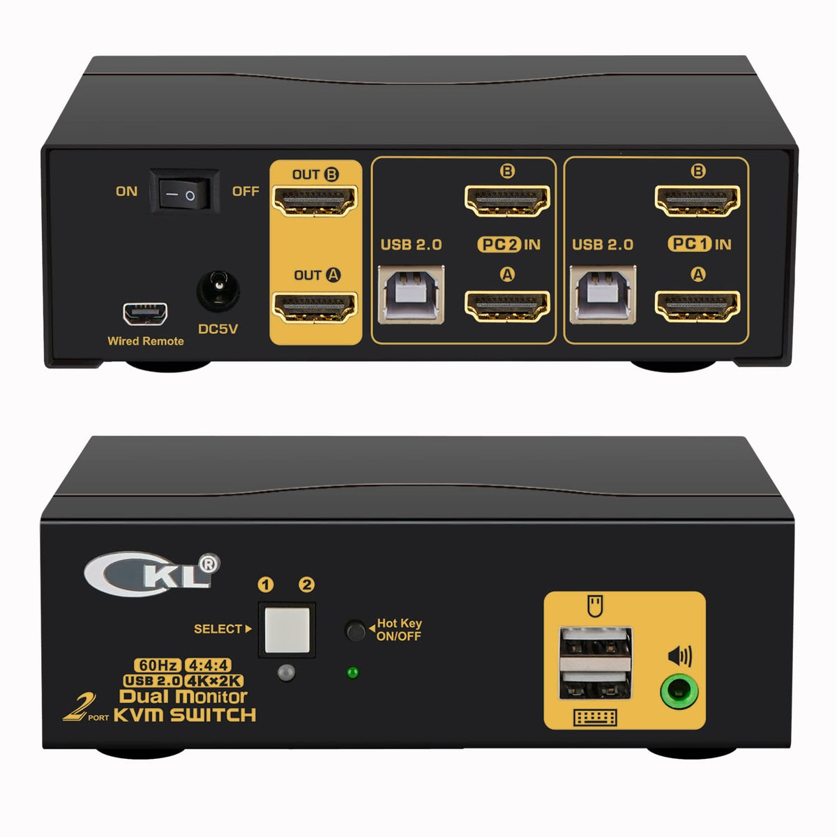 2 Port KVM Switch Dual Monitor HDMI 4K 60Hz with Cables N2147
