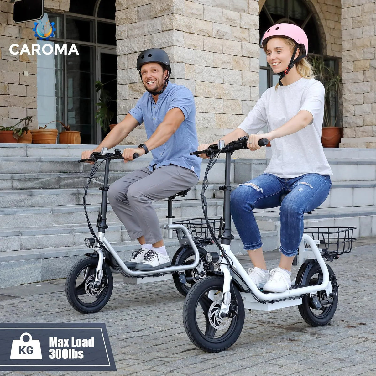 Silver Electric Scooter with Seat, 14 inch, 500W, 25 Miles 20 MPH D343
