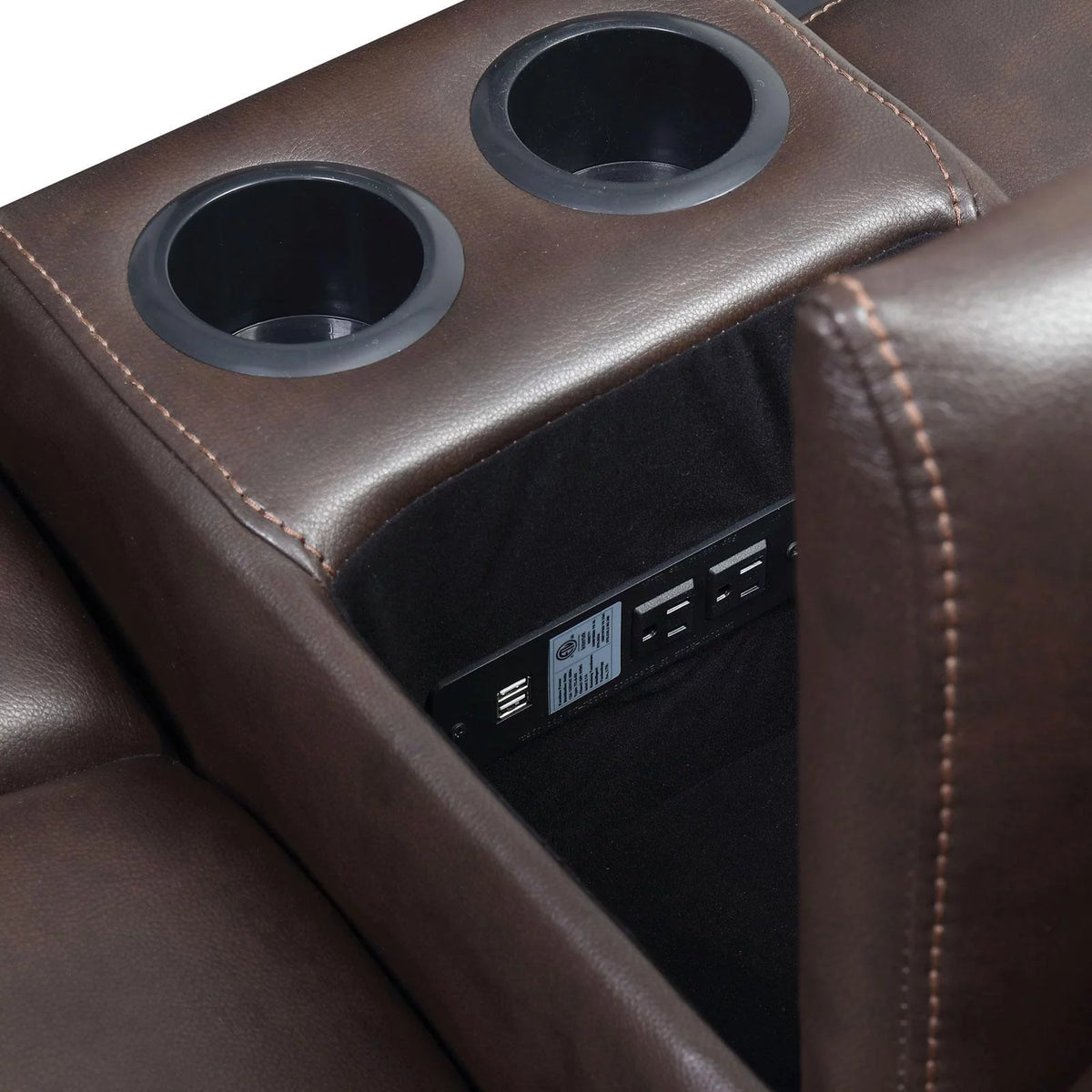 Brown Faux Leather Upholstery Sofa J8096