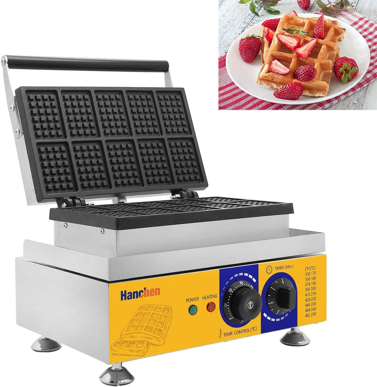 10pcs Commercial Electric Waffle Maker 110V No-Stick Belgian Waffle Baker O9196