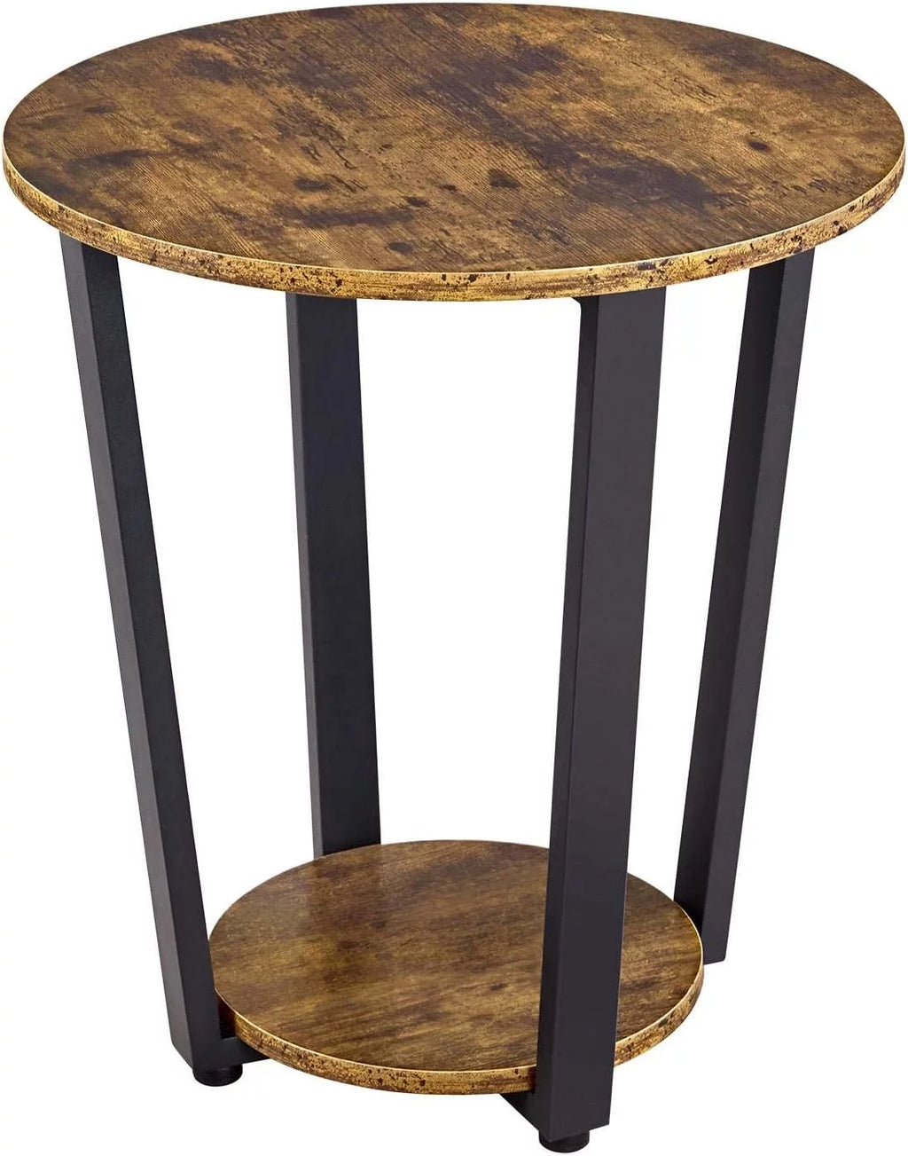 Round Metal Side Table with Storage Shelf L3595